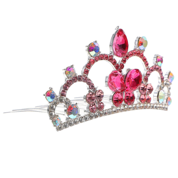 Lille Tiara Rhinestone Tiara Kam Piger Fødselsdagsfest Hovedbeklædning Hårtilbehør Pink 6.5x4.5cm Pink 6.5x4.5cm