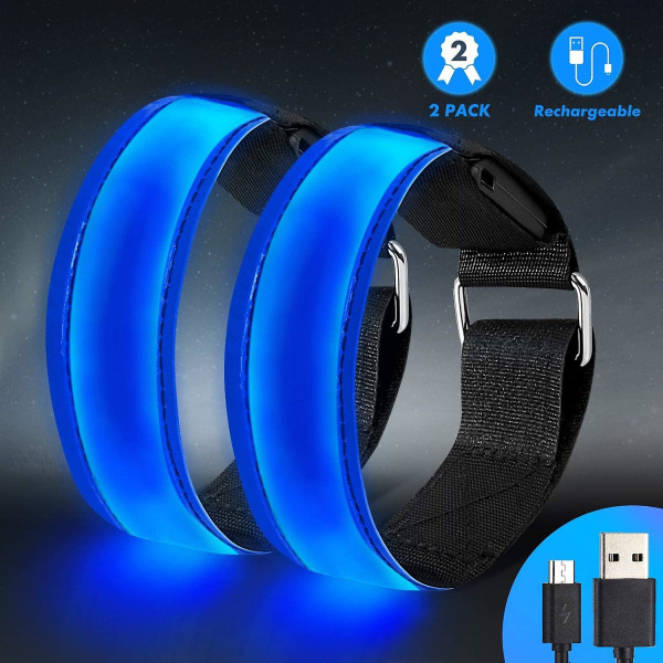 2 stk - Blå Lading Modell - LED Lysende Armbånd