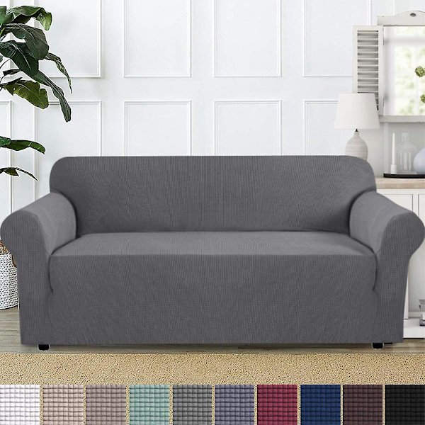 Venyttelysohvan Päällinen Huonekalujen Suoja Settee Takki Pehmeä Elastisilla Alareunoilla Fleece Universaali Yksivärinen Sohvan Päällinen Vaaleanharmaa 185x235cm Light grey 185x235cm