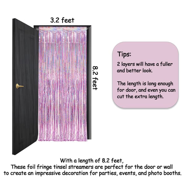 Pink Glitter Curtain - Party Backdrop - 2 pcs