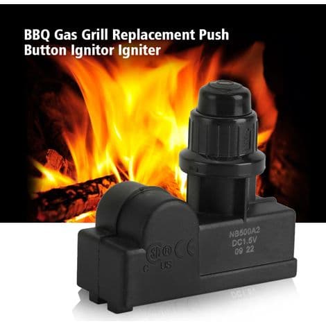 Universal BBQ Gas Lighter with 2 Outlets, Black Spark Generator, Powered by a DC1.5V Battery, for Grills