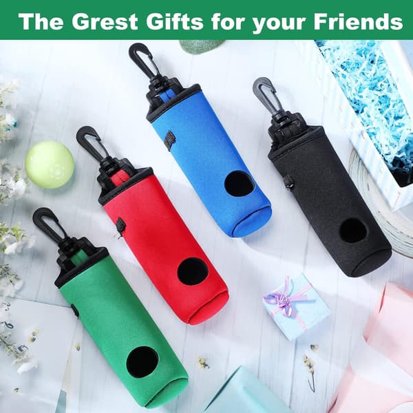 4 Stykker Golf Tee Holder Golfbold Bæretaske Etui Boldholder Nøglering Bælteclips Gaver Tilbehør