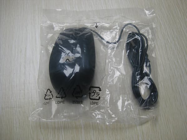 3-knapps USB-kabelmus, standard, stille, svart