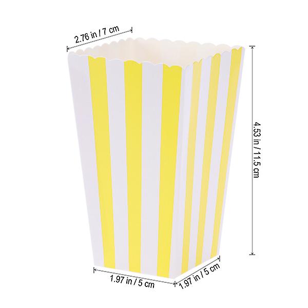 48 stk Popcorn-æsker Rugby Stripe Wave Dot Mønster Dekorativt Servise til Fødselsdage / Baby Yellow