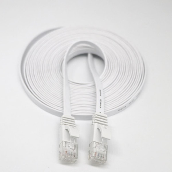 RJ45 Ethernet nettverkskabel Flat Patch Router Interessant Lot Hvit 3m