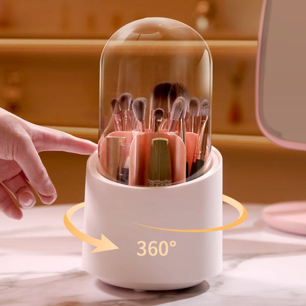 Makeup Brush Organizer, 360 graders roterande multifunktionell pennhållare, akryl Multipurpose Desktop Stationär Organisera