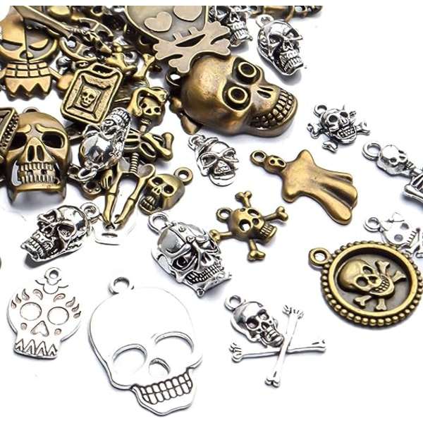 Tillbehör, Multistyle Skull Head Charm Skeleton Bone Pendant Steampunk Halloween Charms Hängen för DIY Halsband Armband