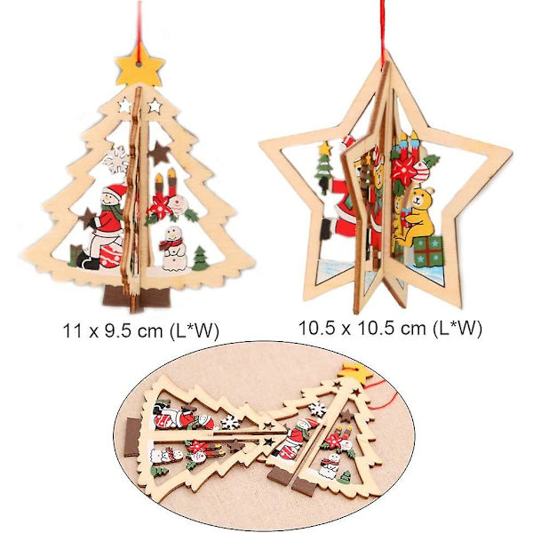 Træjulepynt 9 stk. Træjuletræspynt Træjuletræspynt Juletræspynt Julepynt H