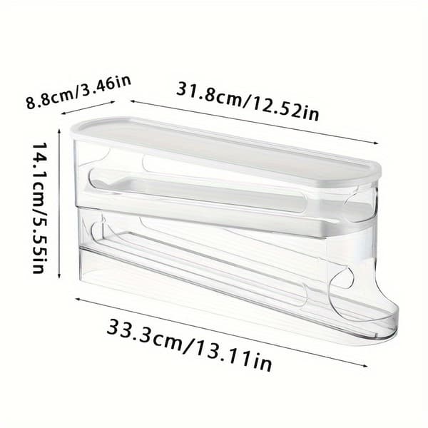 Automatic Egg Storage Box for 12-14 Eggs, Double-Layer Sliding Lid, Space-Saving Egg Rack for Refrigerator