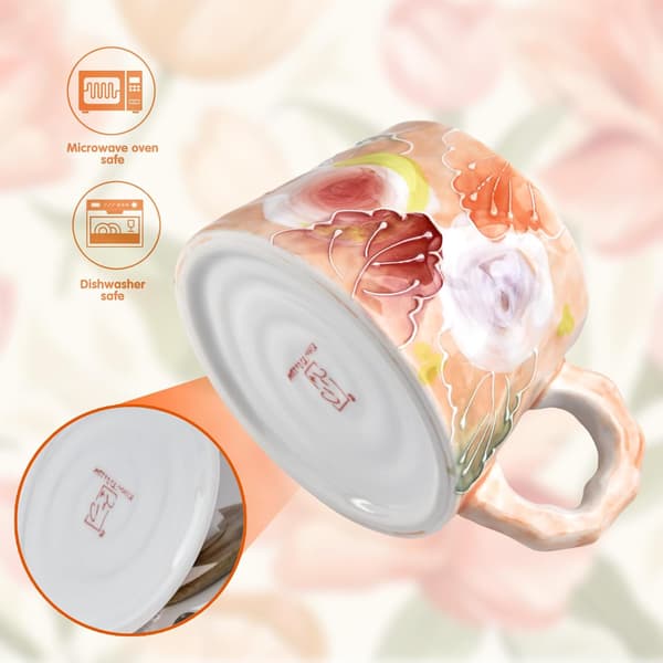13oz Ceramic Mug, Enlarged and Thickened Breakfast Cup, Suitable for Spring, Summer, Autumn and Winter, Hand-Painted Cup, a Personalized Red Red Red