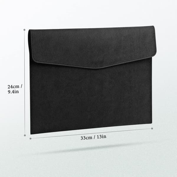 Leather Document Folder, Waterproof Thin PU Leather A4 Envelope Folder Expanding File Organizer Briefcase Storage Bag Black-tfrf