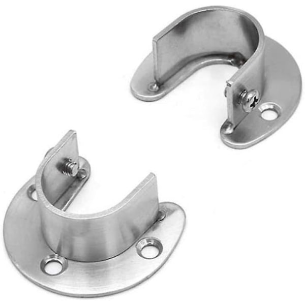 6 stk. Gardinstangs Holder Gardinbeslag Rustfrit Stål Skabstang Holder Skabstang Støtte Stang Holder Med Skruer, Til Bruseforhæng Skabstang