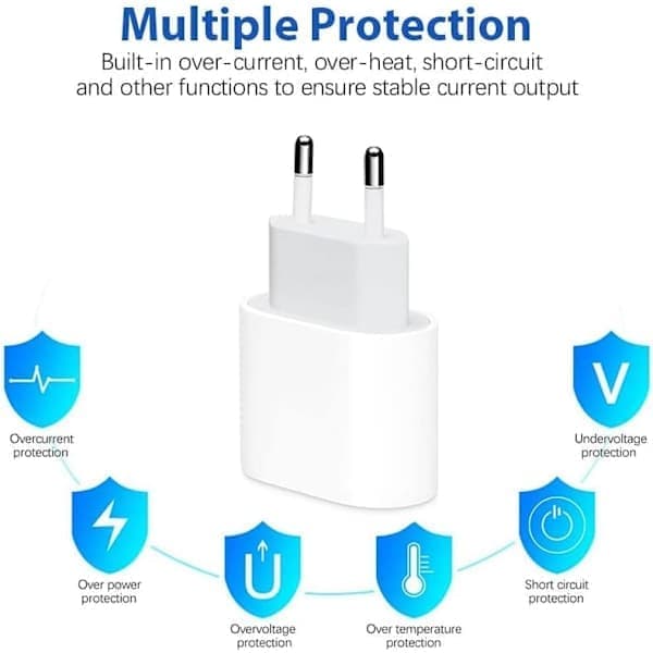 1-pakning - iPhone-lader - Hurtiglader - Adapter + 2m Kabel 20W Lightning Hvit 1-pakning Lightning 1-Pack Lightning