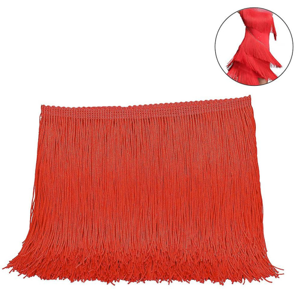 10m sömnad franskant - frans tofs 15cm/10cm bredd för kjol Bröllopsklänning Lampskärm Dekoration Röd 15cm Red 15cm