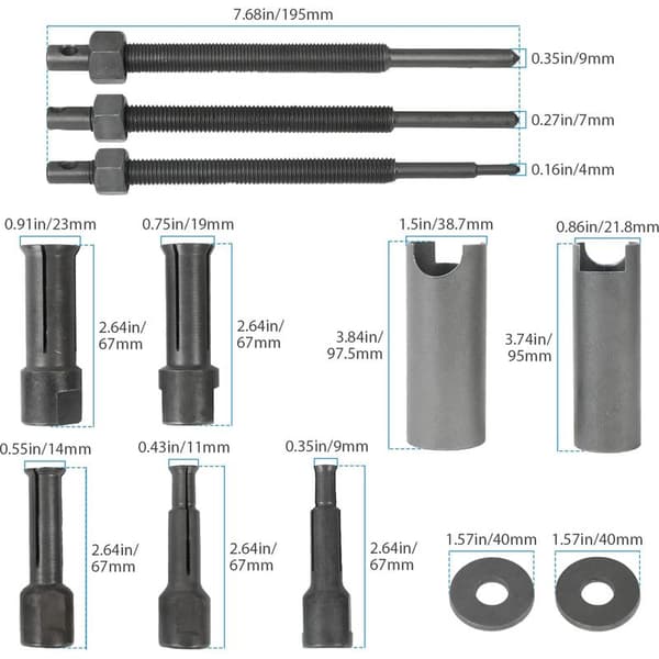Motorcycle Inner Bearing Puller Removal Kit, Inner Bearing Removal Tool Set with 5 Sizes of Open Clamps (9-23 mm).