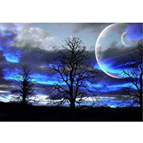 5D DIY Diamond Painting Pictures, Tree Landscape Aurora, Decoration for Home Wall (30*40cm)