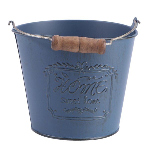 Hydroponiske Planter Fransk Retro Blomster Spand Metal Blomster Spand Rustik Metal Blomster Vase Landhus Blue 12x11cm