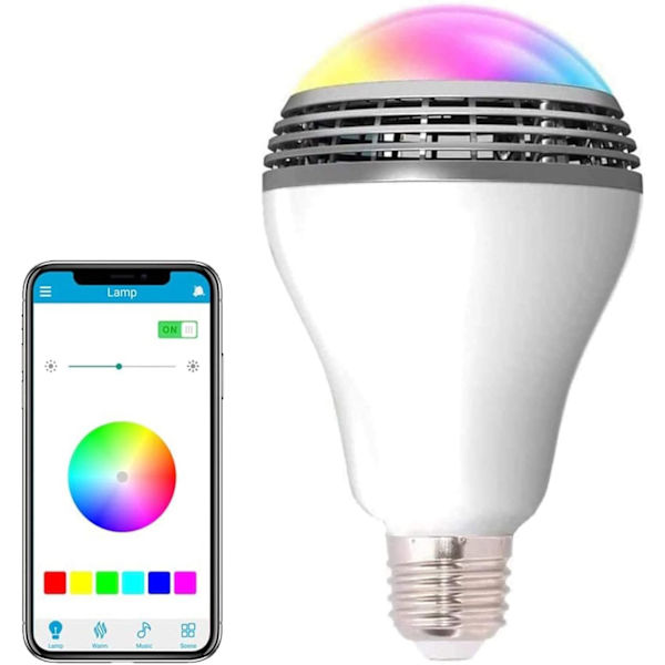Smart Ljuslampa med Bluetooth-högtalare och Kontrollerbar RGB-multifärg Justerbar och Dimbar via Trådlös APP Musikhögtalarlampa