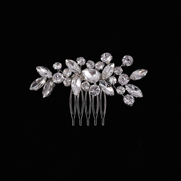 Kristallhårklämmor, Rhinestone Hårnålar Barrettes, Vita Glittrande Hårklämmor Hårhuvudbonader Tillbehör för Kvinnor Flickor, silver