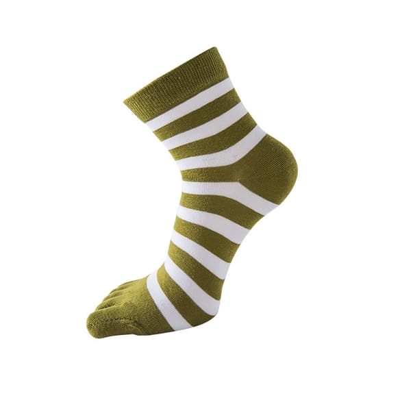 5-pack Toe Socks Mid-Calf Combed Cotton All Seasons - Three Stripe Style