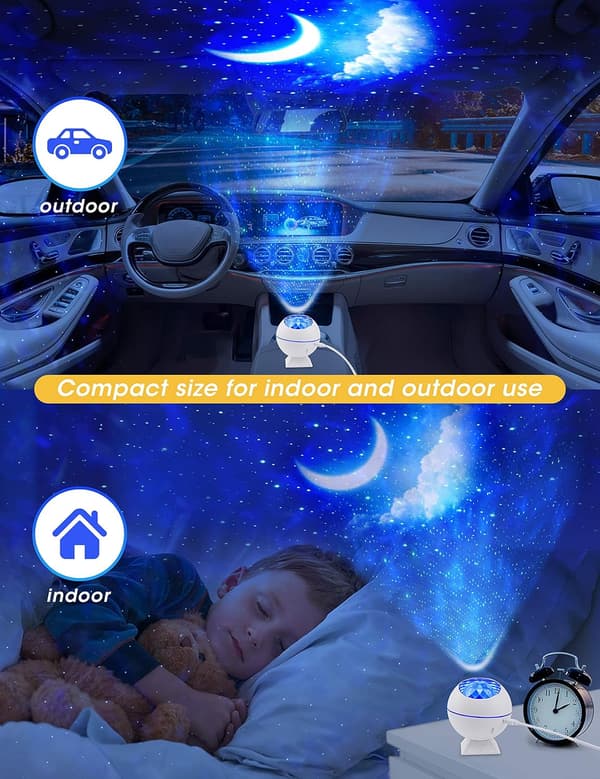 Mini LED Star Projector Night Light, 120° Rotating Remote Controlled Galaxy Light Effects Cloud Lamp Perfect Gift for Kids (Mini White)