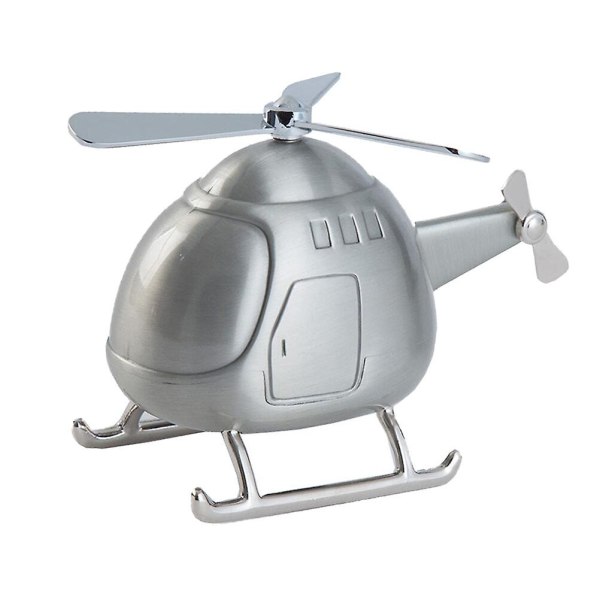 Helikopter Myntboks Mini Spargris Myntbesparende Pengerboks Hjemmekontor Skrivebordsdekorasjon Helikopter C Silver 14.5*10.8cm