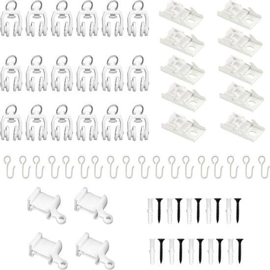 Curtain Track Accessories - YYV - 70 Pieces - White - Hooks - Mounting Brackets