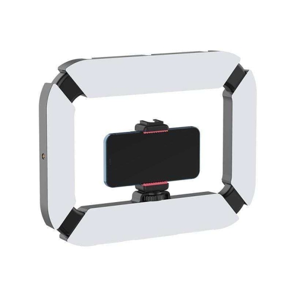 Smartphone videorig med lys, mobiltelefon håndholdt stabilisator med ringlys Selfie Light til Filmaking Live Steam T