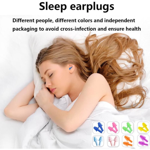 8 par öronproppar för att dämpa sömnljud, återanvändbara öronproppar – Supermjuka, silikonproppar, för att sova, simma, snarkning, konserter, arbete, nej