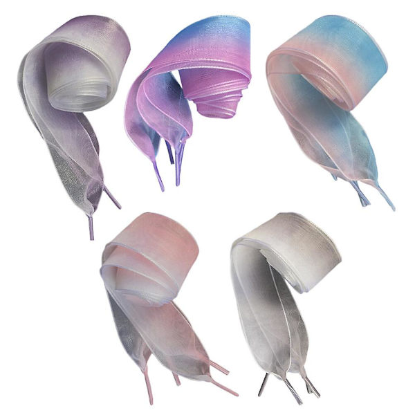 5 par 100 cm snørebånd gradient farve matchende garn snørebånd semi-transparent udvidet sko snørebånd (