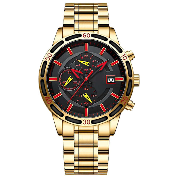 Herrar Multi Time Chronograph Digital Analog Rostfritt Stål Sport Armbandsur