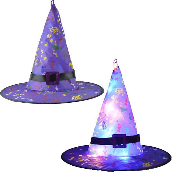Lysende Hekshatt Halloween Gave Til Barn For Lek Om Natten Lysende Fiolett