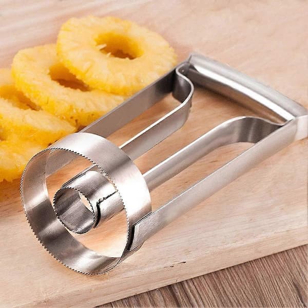 Pineapple Corer, Peeler, and Slicer with Sharp Blade and Non-Slip Press Handle for Easy Coring and Slicing