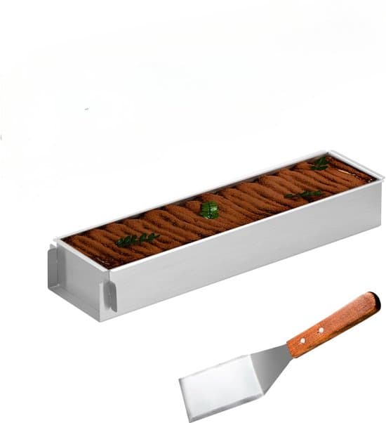 Kakeform - 1 rektangulær bakeplate, justerbar moussekakeform med avtakbare sidepaneler for tilberedning av kake, brød, tiramisu (30 cm)