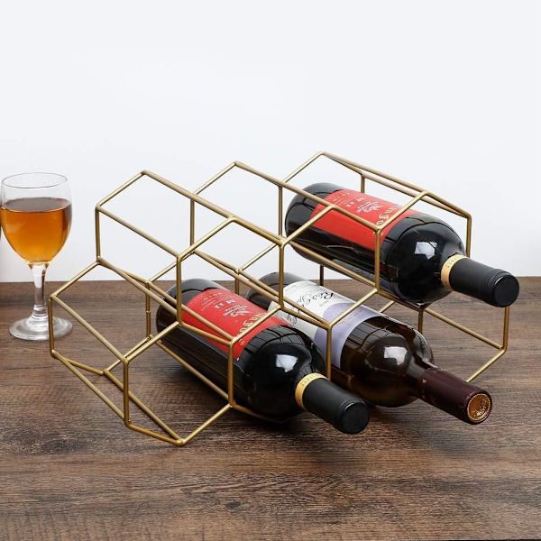 Gullmetall Vinstativ, Benkeplate Vinstativ, 9 Flasker Bordplate Vinstativ For Oppbevaring
