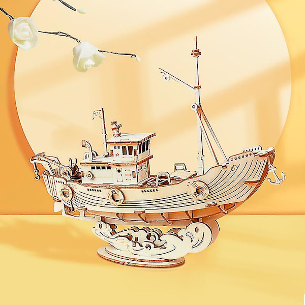 Nytt 4-i-1 DIY Retro Segelbåt 3D Träpusselspel Montera Båtleksaker Presenter för Barn Tonåringar Vuxna TgTG305 Segelfartyg
