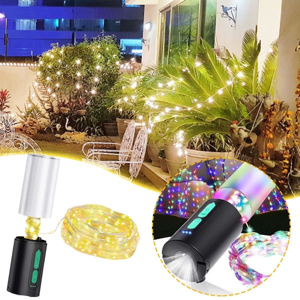 Ny multifunktionell utomhuscampinglampa Bärbar campingplatsbelysning Led String Lights Flashli Black