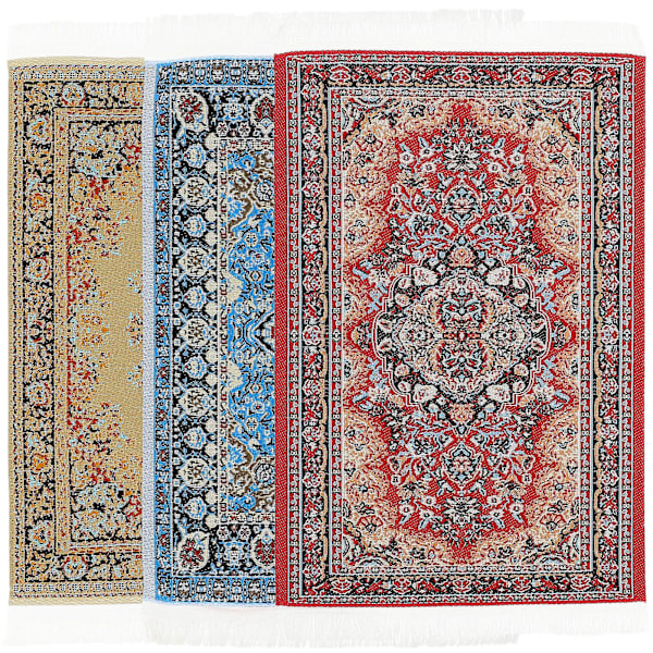 3 stk Delikat Matte Dekor Mini Hus Gulvmatte Miniatyr Teppe Dørmatte Liten Hus Tilbehør Assortert