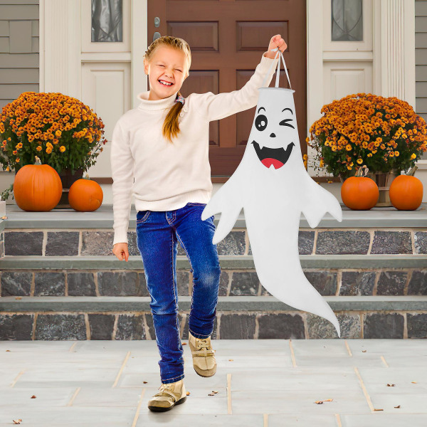 Ulkoilma-koriste Tuulenpyörä Haamu Tuulenpyörä Lippu Halloween Riippuva Haamu Riippuva Halloween-koristeet H