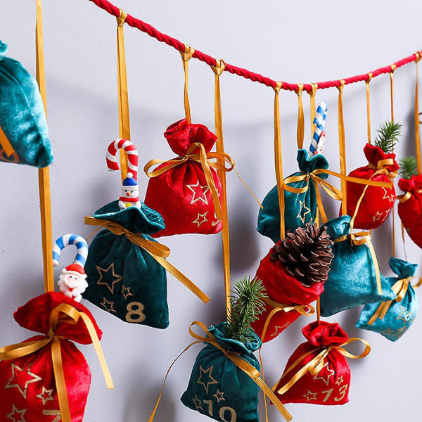 24 Dages Nedtælling Julekalender Ornament Slikpose Hængende Dekoration