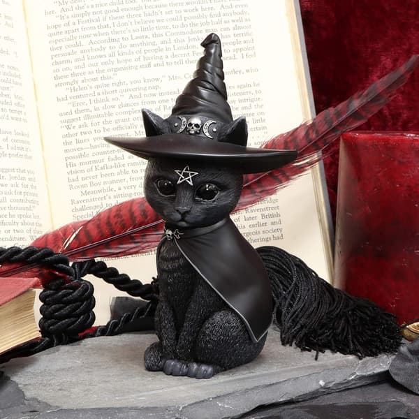 Heksehat Okkult Kattefigur, 13,5 cm, Sort