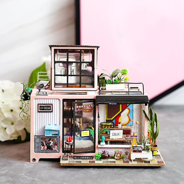 DIY Lily Veranda Møbleret Børne- og Voksen Loft Dukkehuse Miniature Dukkehuse Trækit Legetøj DG11 Lily VERANDA