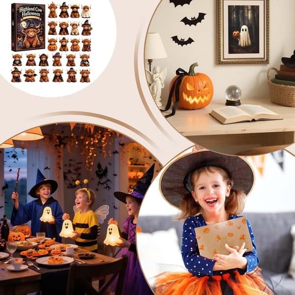 Halloween Countdown Calendar 2026, 2D Acrylic Halloween Cow Decoration
