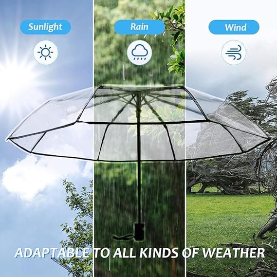 Automatic Folding Transparent Umbrella, Automatic Opening and Closing Transparent Folding Umbrella Transparent Umbrella