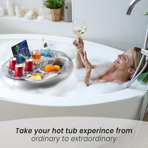 Oppustelig drikkevareholder til pool og badekar – Flydende madbakke, perfekt til sommerens pooltilbehør_TF_TF