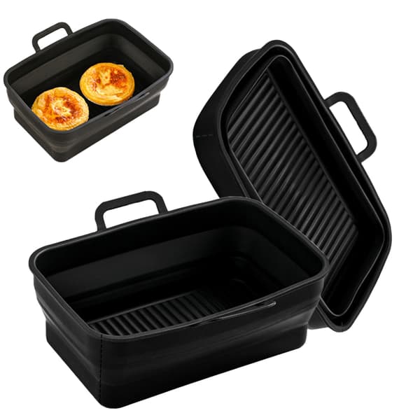 Foldable Square Air Fryer Silicone Bowl 2-pack Black Ninja 201410
