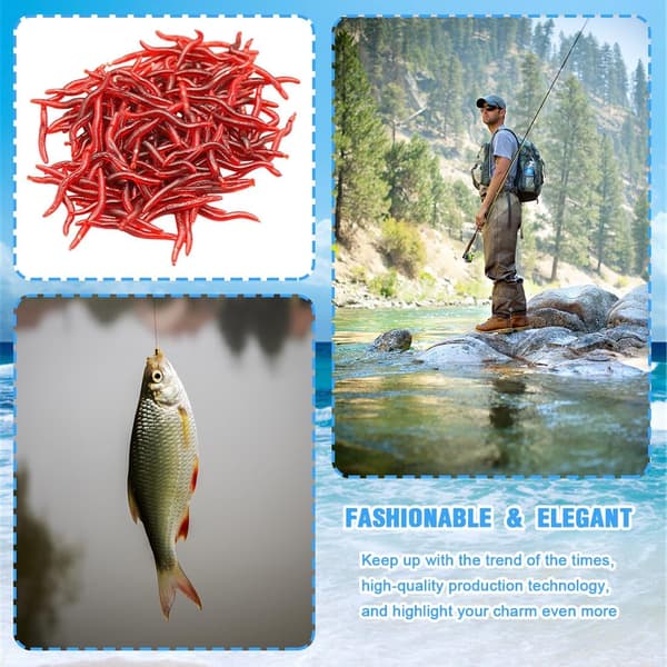 Fishing Lure, 200 Artificial Earthworms, Biomimetic Soft Baits, Realistic Simulation