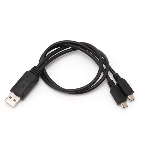 38 cm bärbar USB hane universell Micro USB dubbel hane Y-adapter splitterkabel