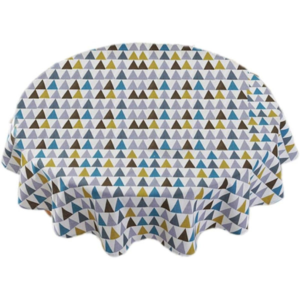 Bordduk i lin-look bomull, vannavvisende, lotus-effekt, rund, diameter 150 cm, farget trekant