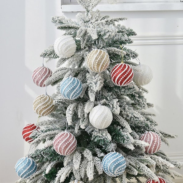 8cm Glitter Julgran Ball Julhängande trädprydnad Festlig BröllopVit